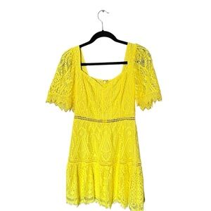 Saylor‎ Zuzanna Lace Flutter Sleeve Mini Dress Yellow Revolve Size Small